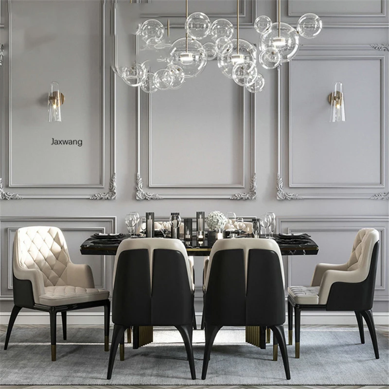 Description Picture 5 of itemmodern Dining Chairs Nordic Luxury Dining Table Chair Combination Small Apartment Stainless Steel Rectangular Dinning Chair Z