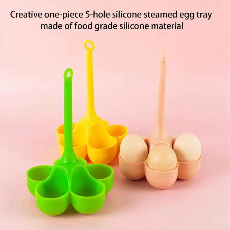 Egg Cooker Poacher Rack Silicone 5 Grids Heat-resistant Egg Boiler Holder