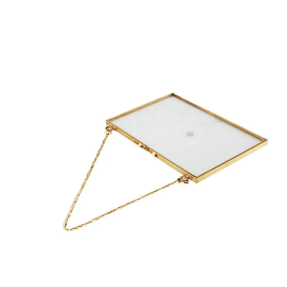Antique Brass Hanging Photo Frame Metal Glass Portrait Vintage Hanging Picture Frames Double Sided Gift Home Decoation photo frame