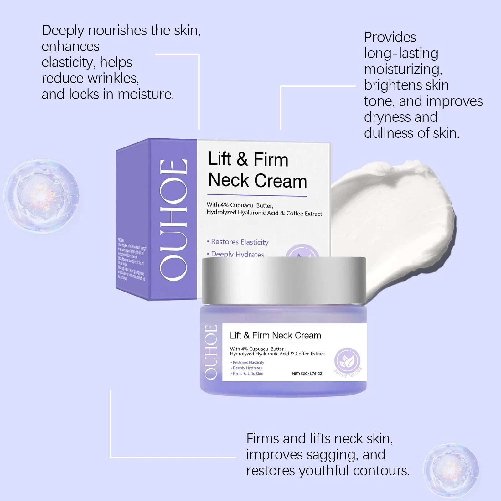Neck Cream Anti-Aging Firming Lifting For Neck Double Chin Reducer Fine Lines Protein Cream Moisturizer Neck Rejuvenation Cream