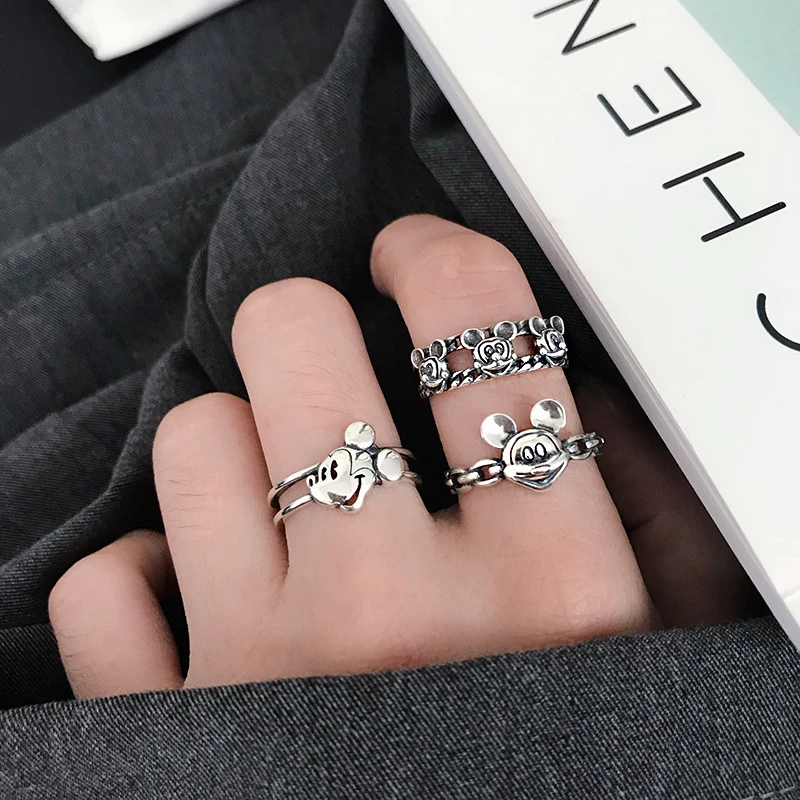 Disney Anillo de Mickey Mouse para hombre y mujer, sortija con diseño de dibujos animados de Minnie Mouse, Estilo Vintage, joyería fina, ideal regalo| | - AliExpress