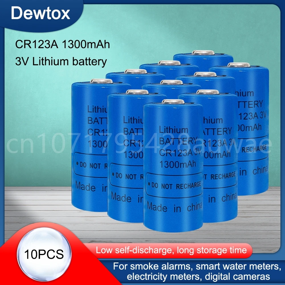 10 Pz 3V Cr123A Cr 123A Batteria Al Litio 1300Mah Cr123 Cr17335 Cr17345 16340 Limno2 Batteria Primaria A Secco Per Fotocamera