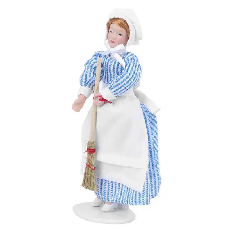 1:12 Dollhouse Character Model Rotatable Limbs Good Stability Mini Ceramic People with Stand