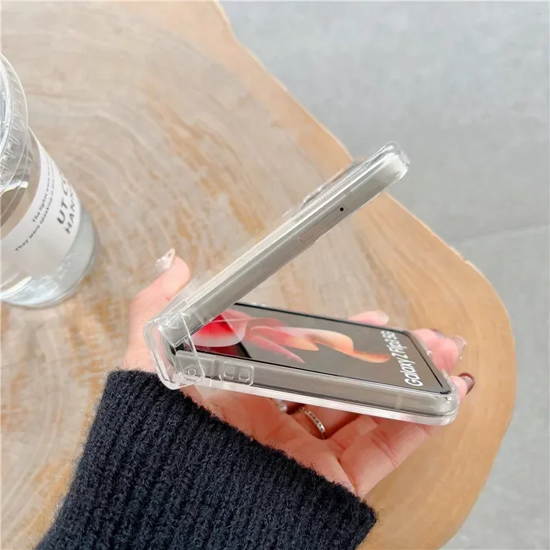 Clear Phone Case for Samsung Galaxy Z Flip 6 5 4 3 5G Hinge Plastic Back Cover