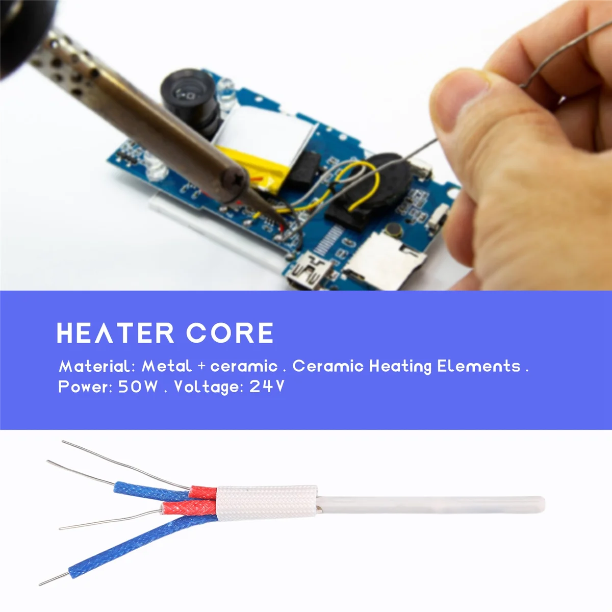2Pcs A1321 Ceramic Heating Elements 24V 50W Heater Core for HAKKO 936 937 8586 Soldering Iron Saike Soldering Station 6
