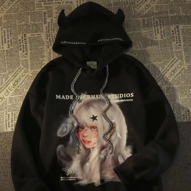 American style High Street Demon Hoodies female spring and autumn