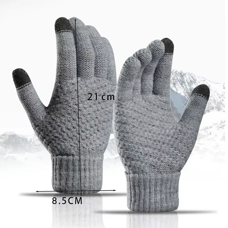 Winter Knitted Touch Screen Gloves Anti Slip Warm Gloves Thermal Windproof Men Women Cycling Hiking Running Sport Gloves