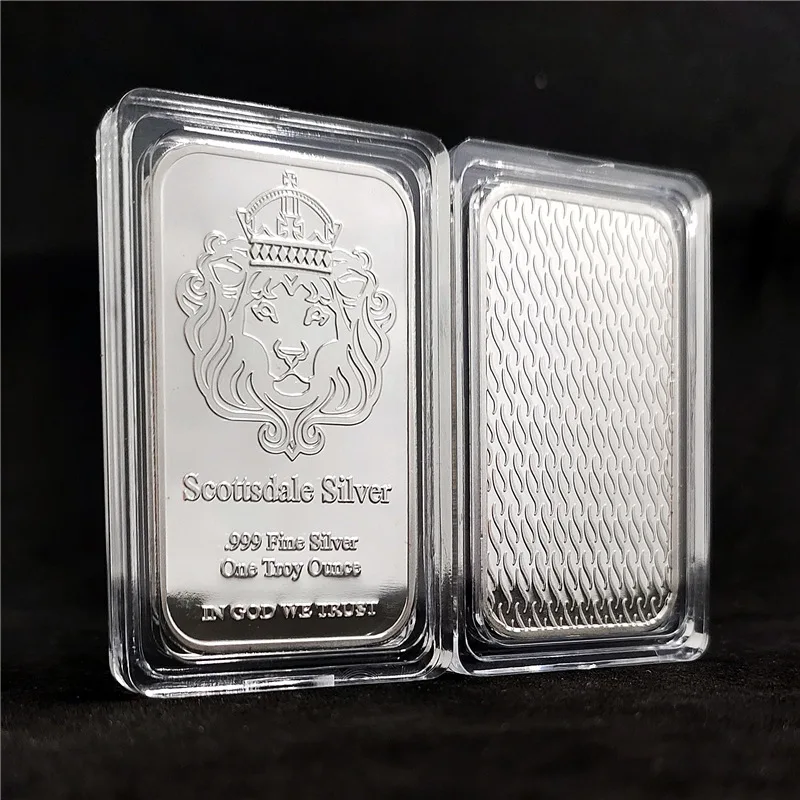 Wholesale Scottdale Silver 999 Fine Silver One Troy Oncia Lingotti Testa Di Leone Barra Di Metallo In God We Trust Coin Con Vetrina