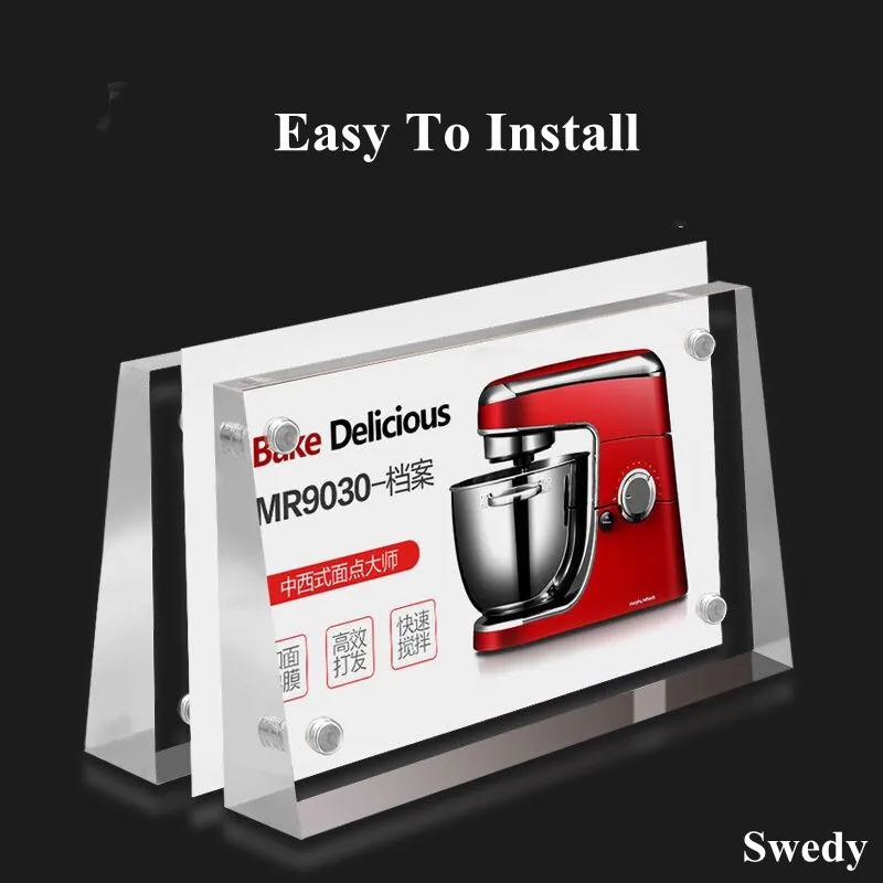 90x55mm 경사 자기 아크릴 사인 홀더 디스플레이 스탠드 테이블 번호 이름 카드 홀더 블록 메뉴 가격 라벨 종이 태그