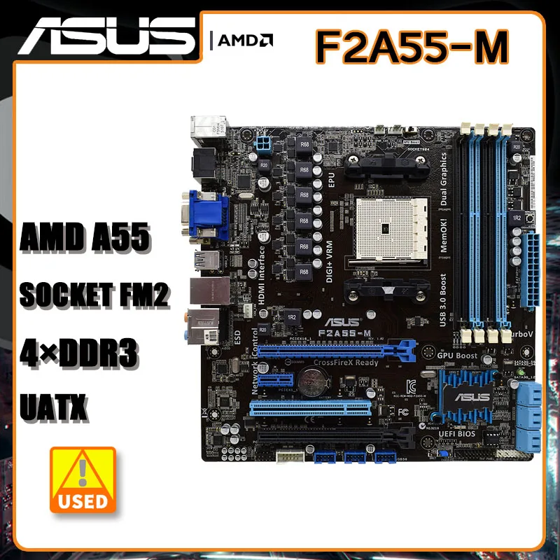 

AMD A55 Motherboard ASUS F2A55-M Motherboard Socket FM2 DDR3 64GB PCI-E 2.0 SATA II USB3.0 DVI ATX