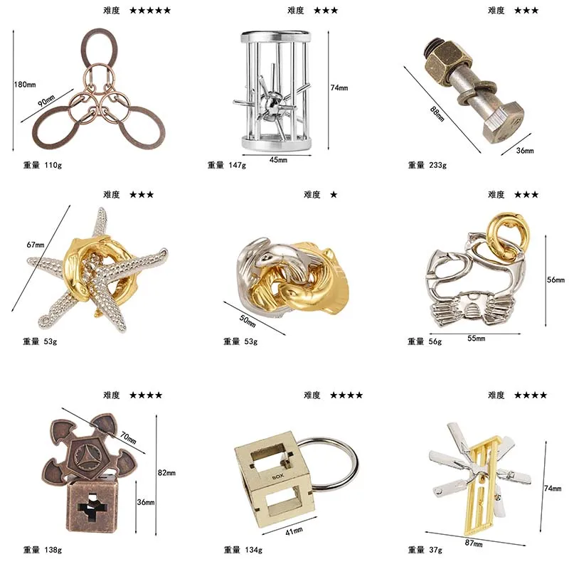 Rompecabezas De Metal De 6 Cm, Juguete De Desbloqueo IQ Para Adultos Y Niños, Educativo Y Portátil
