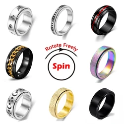 Anxiety Ring For Women Spinner Fidgets Rings Stainless Steel Rotate Freely Spinning Anti Stress Accessories Jewelry 2021 Gifts