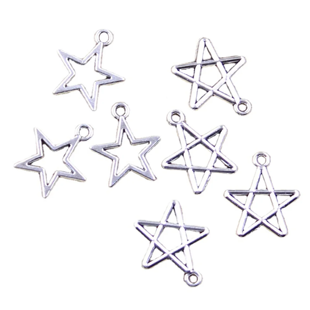 30 stücke Charms hohlen Stern 16x14mm antike silberne Farbe Anhänger machen DIY handgemachte tibetische Suche Schmuck