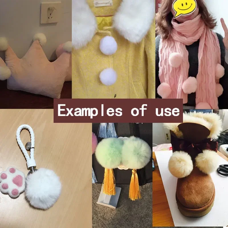 Cheerleading Pom Poms Mink Fur Pompoms 8cm Faux Rex Rabbit Fur Pompom Balls DIY Hairball Fur Pom Pom Balls Rubber Band Handmade Knit Clothing Hat Accessories