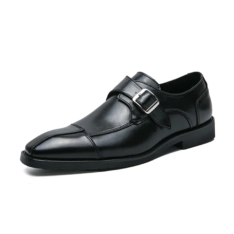 

Men's Dress Shoes Formal Men Monk designer Shoe Oxford For Men Wedding Dress Brand Leather Single Buckle