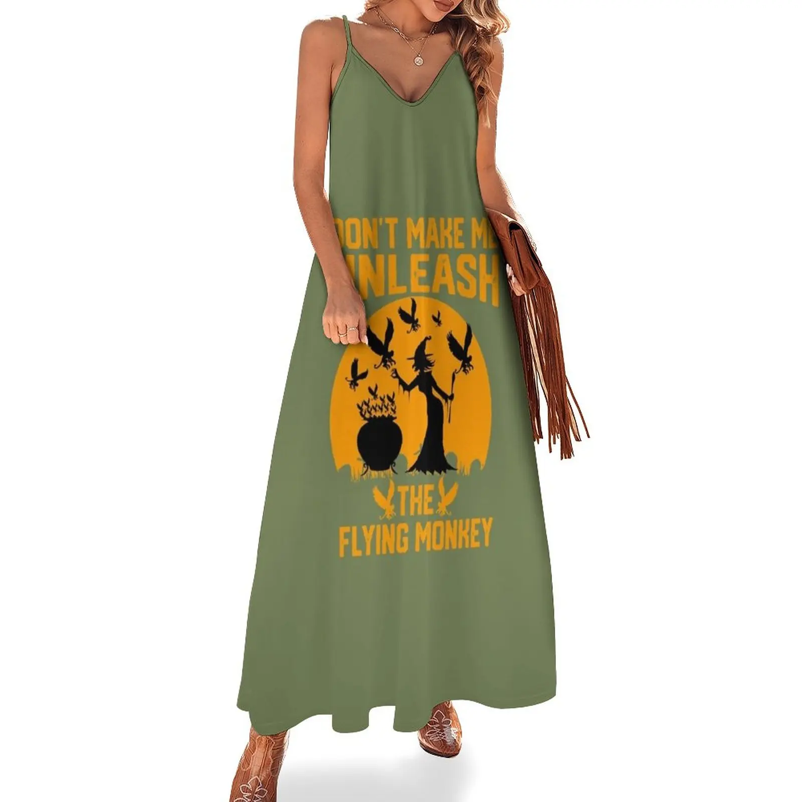 

New Funny Halloween Witches Flying Monkey T-Shirt Tee Gift Sleeveless Dress dress summer 2023 women Aesthetic clothing