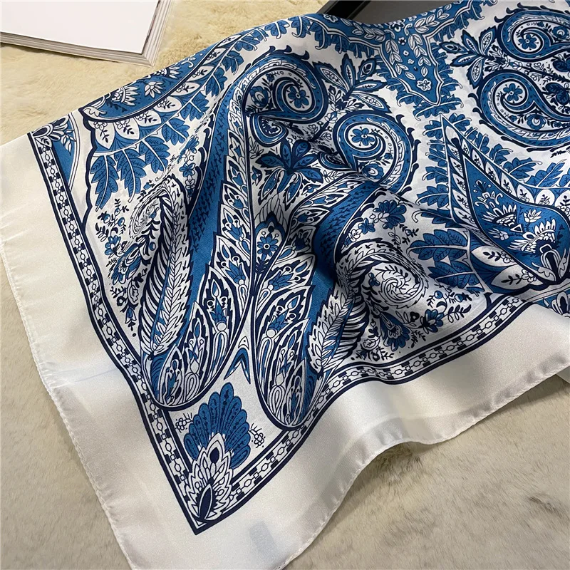 Vintage-Bandana-Schal mit Paisley-Aufdruck, leicht, weicher Satin, stilvoller, vielseitiger Halstuch für Damen, Haarbänder, Kopftuch – Detail 16