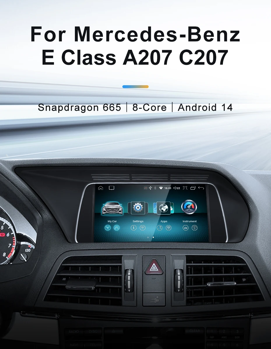 Qulacomm Snapdragon6125 665 Android 14  For Mercedes Benz E Class W207 A207 Wire