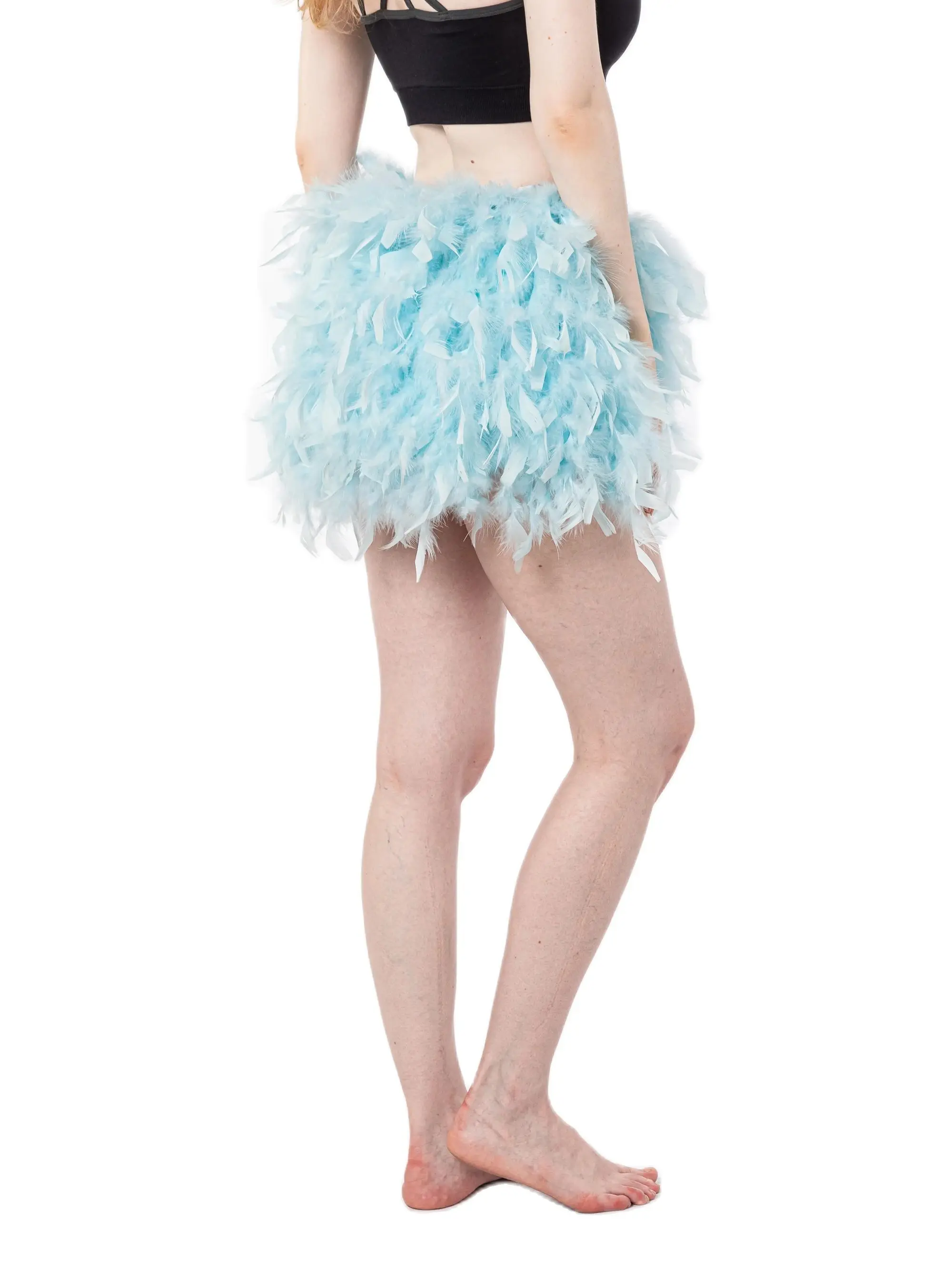 Real Feather short Skirt Ostrich Feather Royal Blue Black Party Mini Women Dress 210709