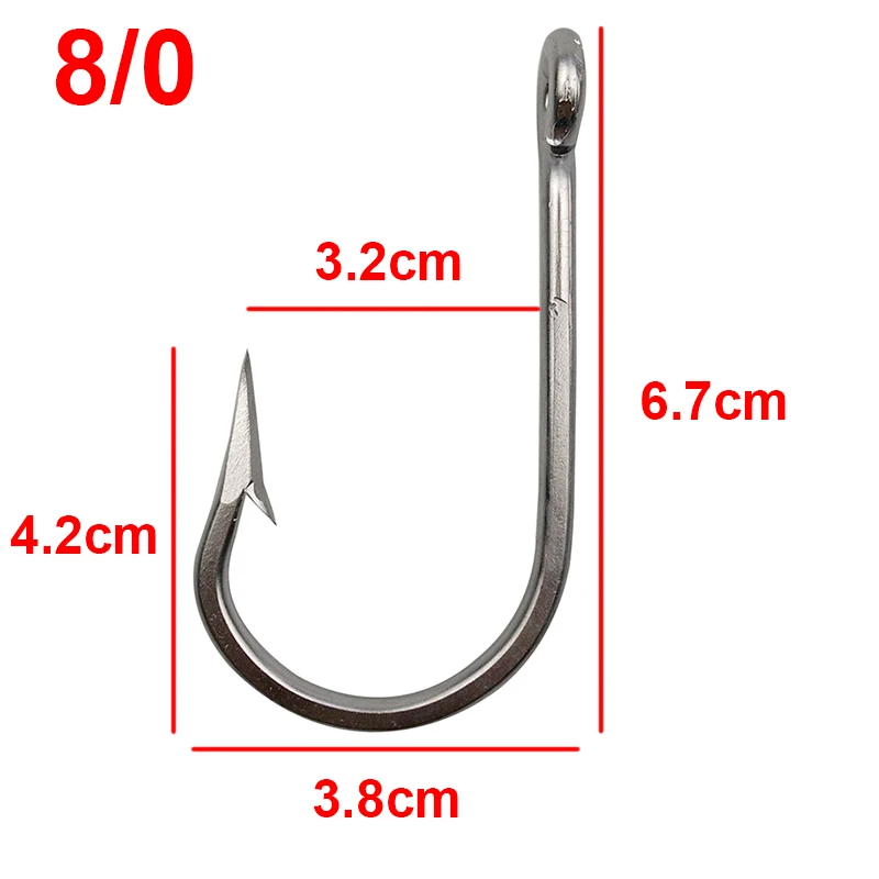 10pcs 7732 Stainless Steel Fishing Hooks Sharp Big Thick Tuna Bait Fishing  Hook | eBay