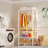 H4 Mini Portable Closet, 4 Tiers Freestanding Clothing Garment Rack for Small Space, Metal Clothes Wardrobe System for 6
