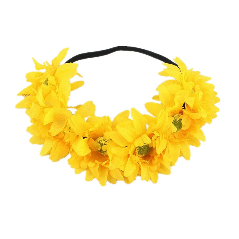 Sonnenblumenkrone Boho Krone Sonnenblumen Stirnband Blumen Haarschmuck (Gelb)