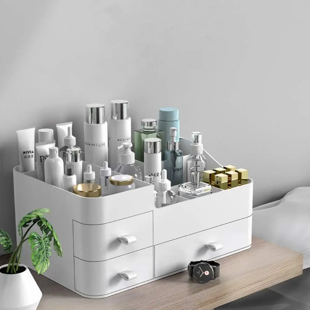 1pc Large Capacity Makeup Organizer for Vanity Desk Organizer with Drawers for Cosmetics, Lipsticks, Jewelry，Care Skincare 2