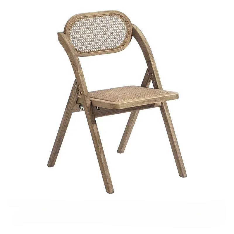 Vintage Rattan Wood Portable Chairs Foldable Dining Chair Modern Armchair Fashion Cadeiras Para Mesa De Jantar Home Furniture