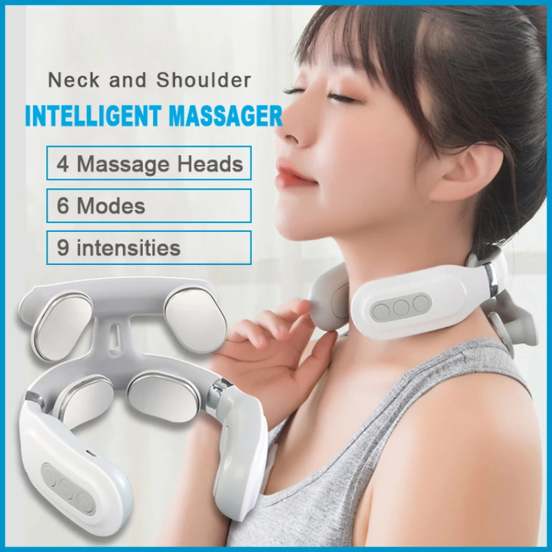 

4 Heads Pulse Kneading Neck Shoulder Cervical Massager Electric Hot Compress Pain Relief Relaxation Shiatsu Acupuncture Therapy