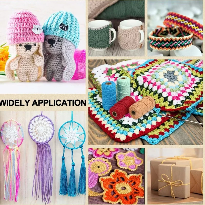 100M/Roll 3mm Handmade Boho Decor Colorful Cotton Cord Rope Thread Twisted Macrame String DIY Home Wedding Decoration Supply