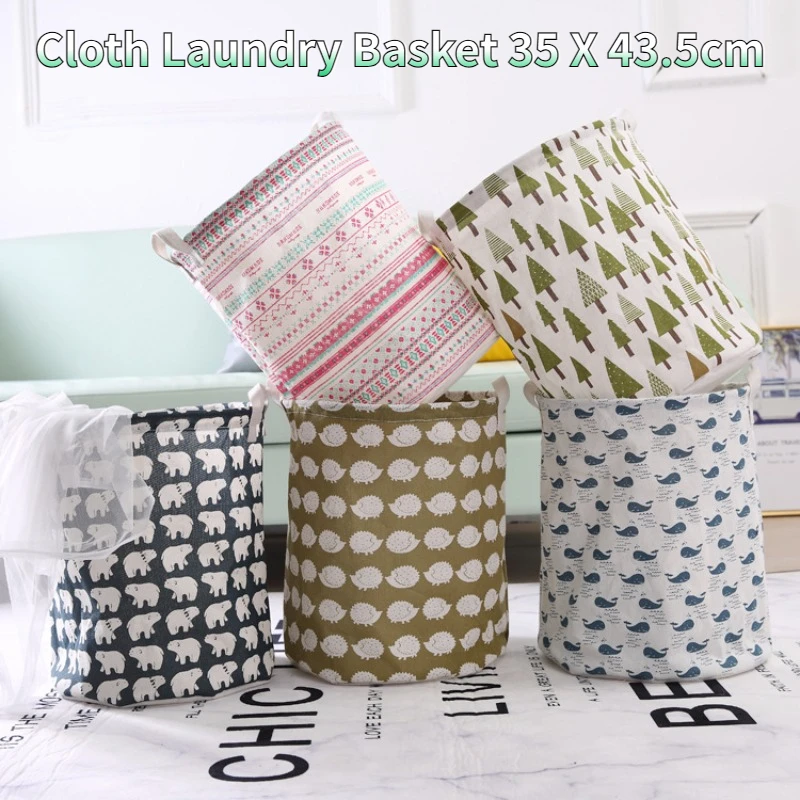 

Cloth Laundry Basket,Cylinder 35X43.5cm Large Collapsible Dirty Clothes Basket with Handles for Bedroom,Laundry,Closet,Bathroom