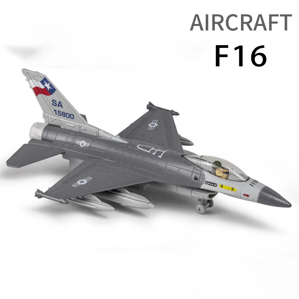 

Модель самолета из сплава F16, игрушка для мальчиков, литый под давлением, имитация истребителя, функция светильник, подарок для детей