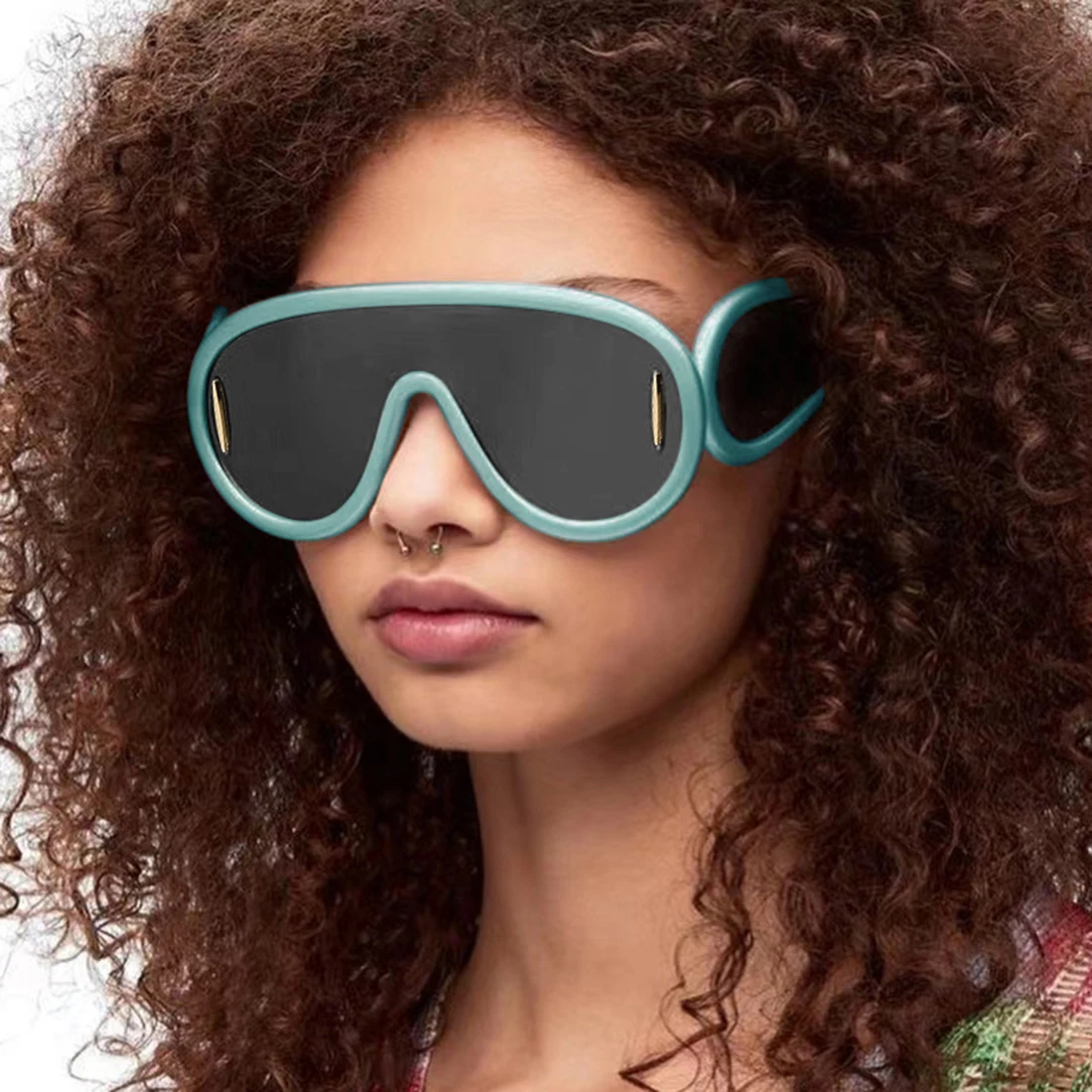 Luxury Brand Wave Mask Sunglasses Women 2023 New Fashion One Piece Sun Glasses For Men Oversized
