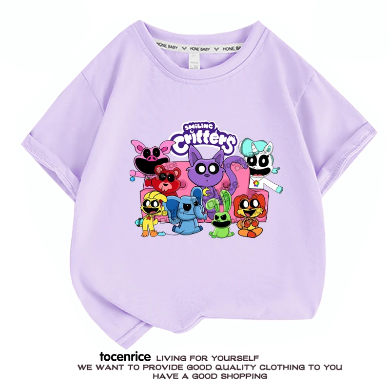 

New Smiling Critters Children T-Shirts Game Tee Shirt Kid Cartoons Kawaii Casual Clothes Anime Boy Girl Tops Short Sleeve Tops