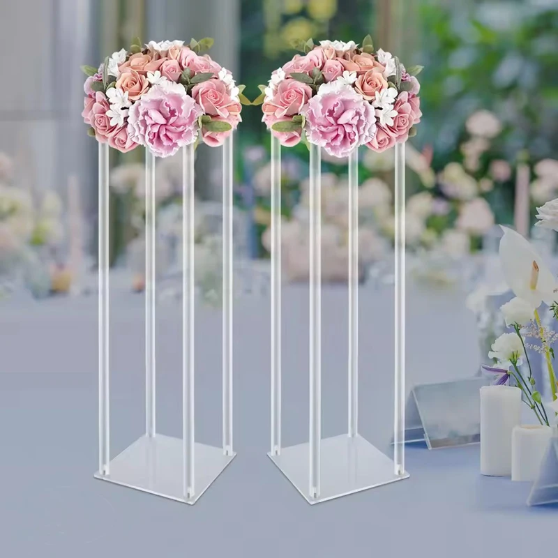 1Pcs Acryl Vase Hochzeit Blume Steht Set Klare Säule Rack Geometrische Display-ständer für Home Party Hochzeit Decor – Detail 6