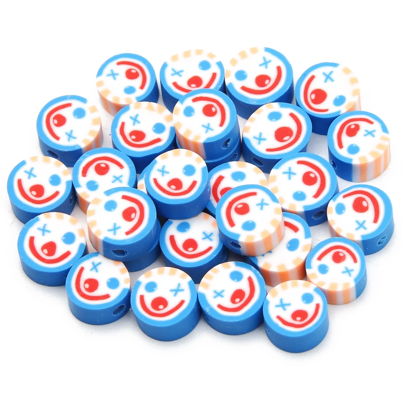 20/50/100pcs Cute Clown Polymer Clay Beads Handmade Clay Spacer Beads for Jewelry Making DIY Bracelet Necklace Accessories