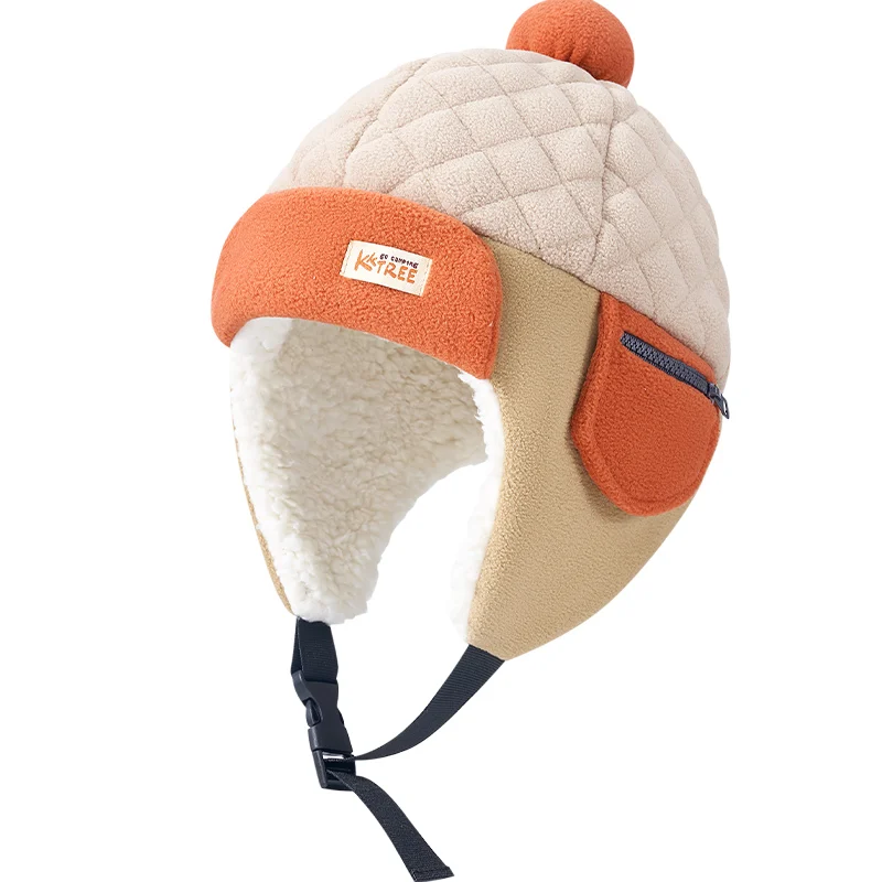 Winter Aviator Bomber Hat Boys Girls Outdoor Warm Earflap Hats Children Cute Fleece Lining Ear Protectors Cap Beanie