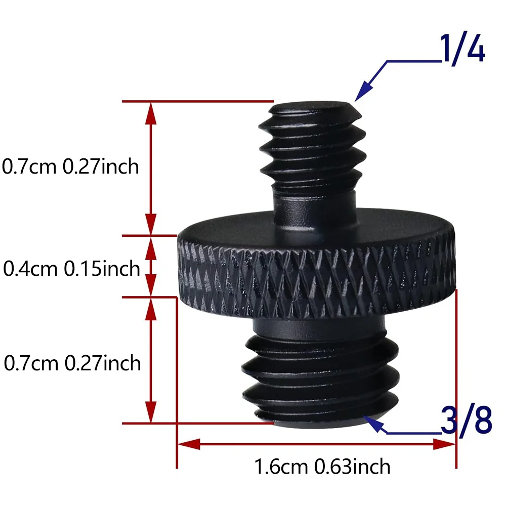 Aluminum 3/8'' Male to 1/4'' Male Threaded Tripod Screw Adapter Double Head Stud Mounting Thread Converter 2/5/10 PCS For Camera