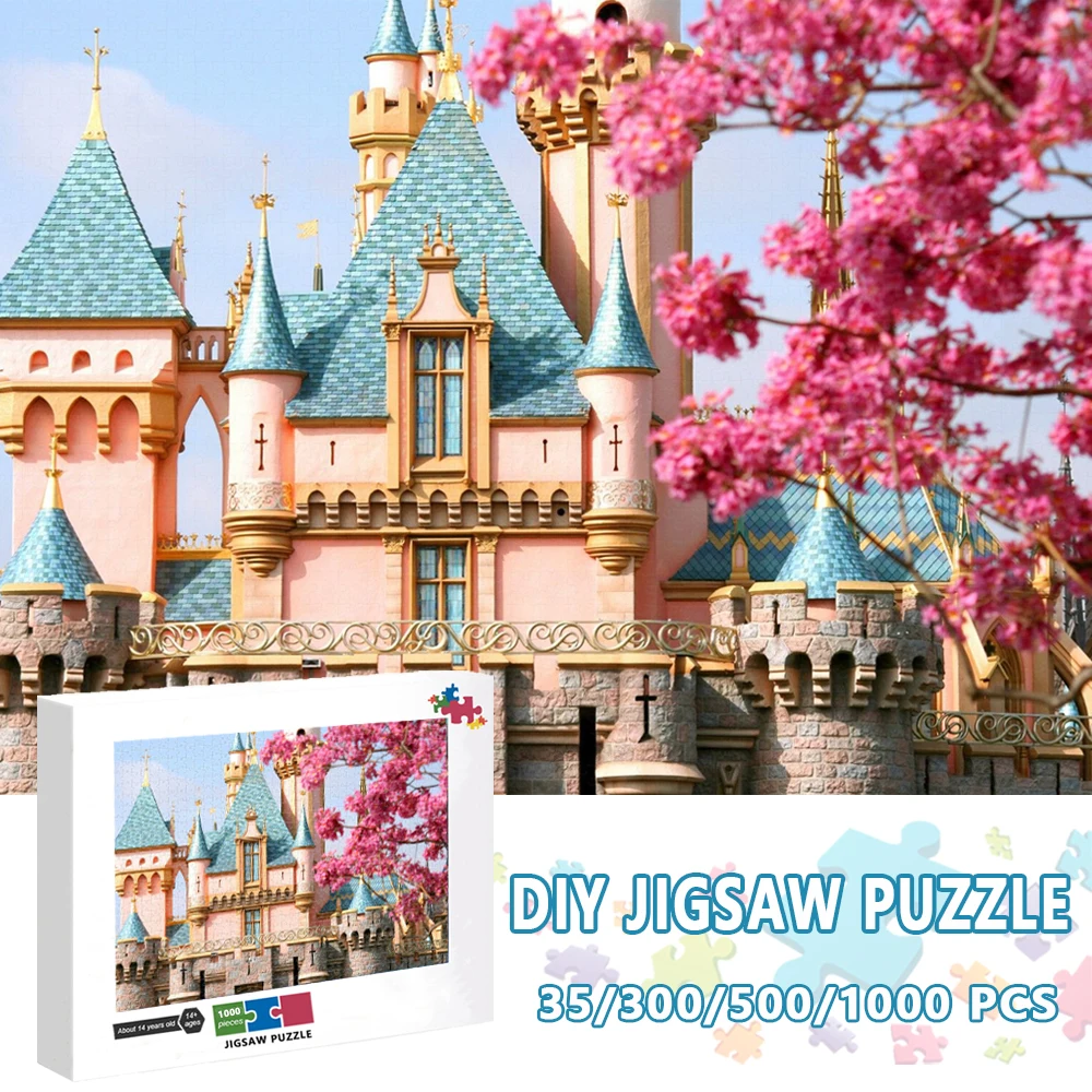 

Disney Castle Puzzles for Adults 1000 Pieces Wood Jigsaw Puzzles Difficult Challenge Educational Decompressing Diy Puzzle Game