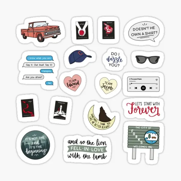 

Twilight Movie And Book Art 5PCS Stickers for Kid Anime Room Decor Cartoon Laptop Background Water Bottles Stickers