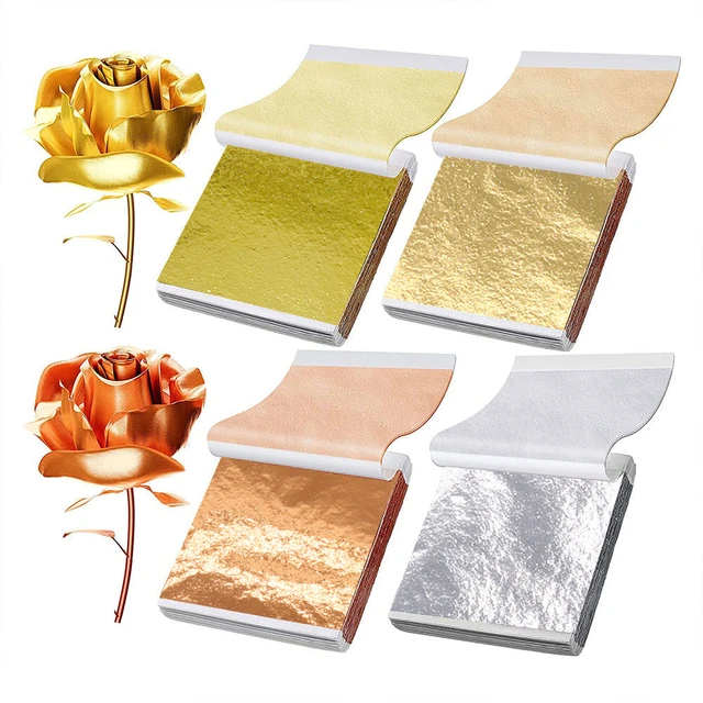 100pcs/set 8x8.5cm Imitation Gold-silver Foil Leaves Coated Diy