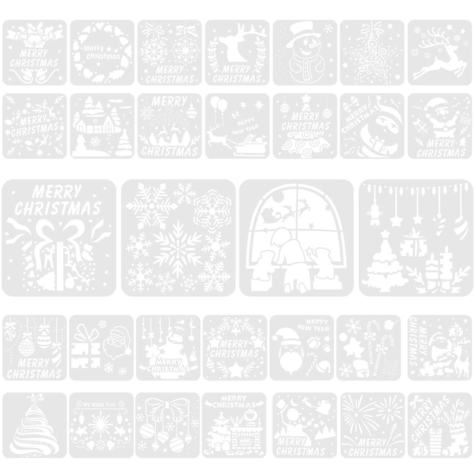 

32 Pcs Tools Decorative Stencils Crafts Paint Mold Christmas Painting Journaling Plastic