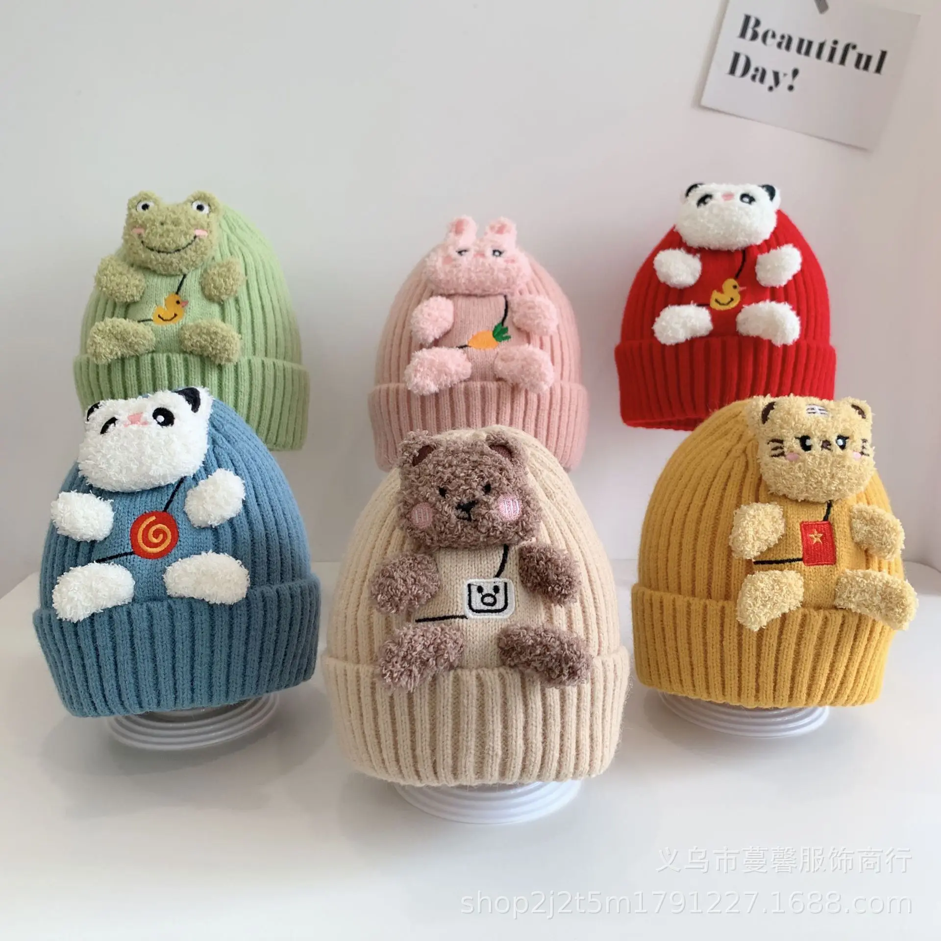 

Cartoon Animals Baby Beanies Soft Woolen Baby Muts Infant Crochet Bonnet Kids Skullies Cap Autumn Winter Warm Knitted Hat
