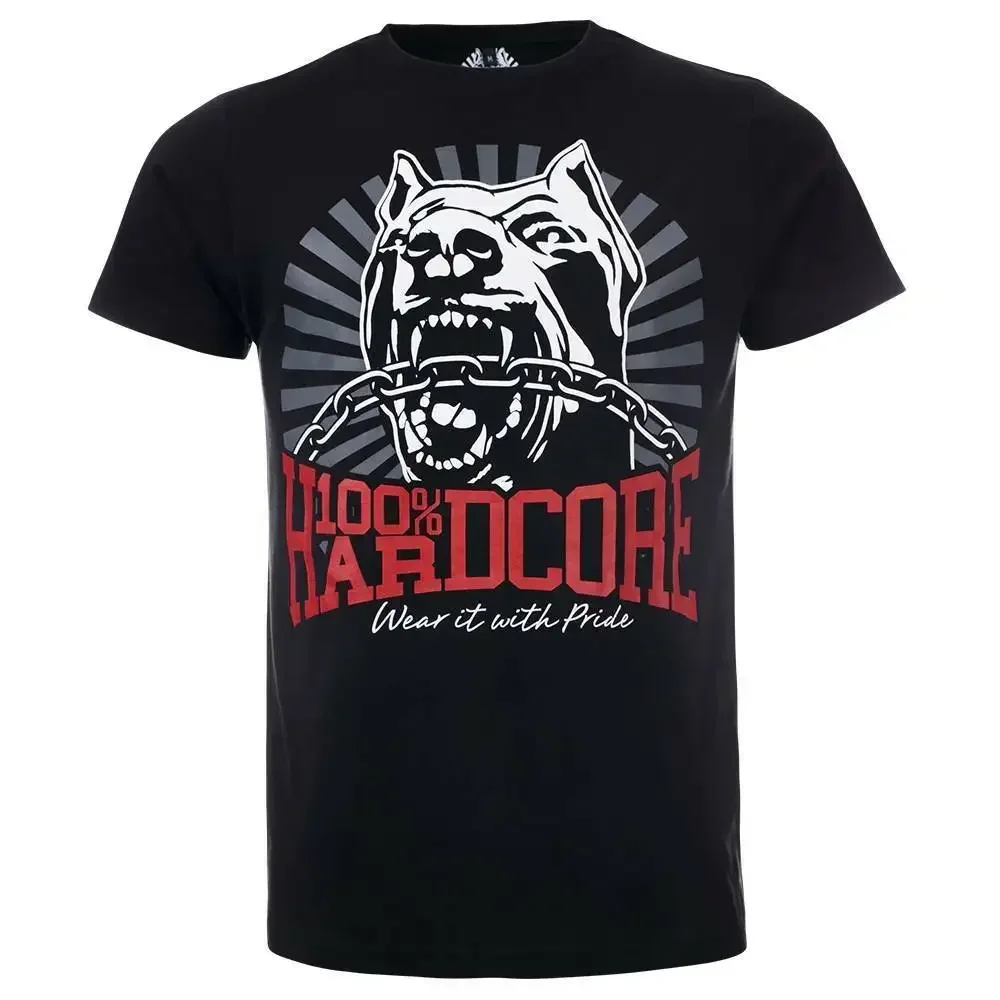 

100 HARDCORE T Shirt Dog 1 Black 305206060 Gabber Techno Partyoutfit2024 High quality Brand T shirt Casual Printed 100% Cotton