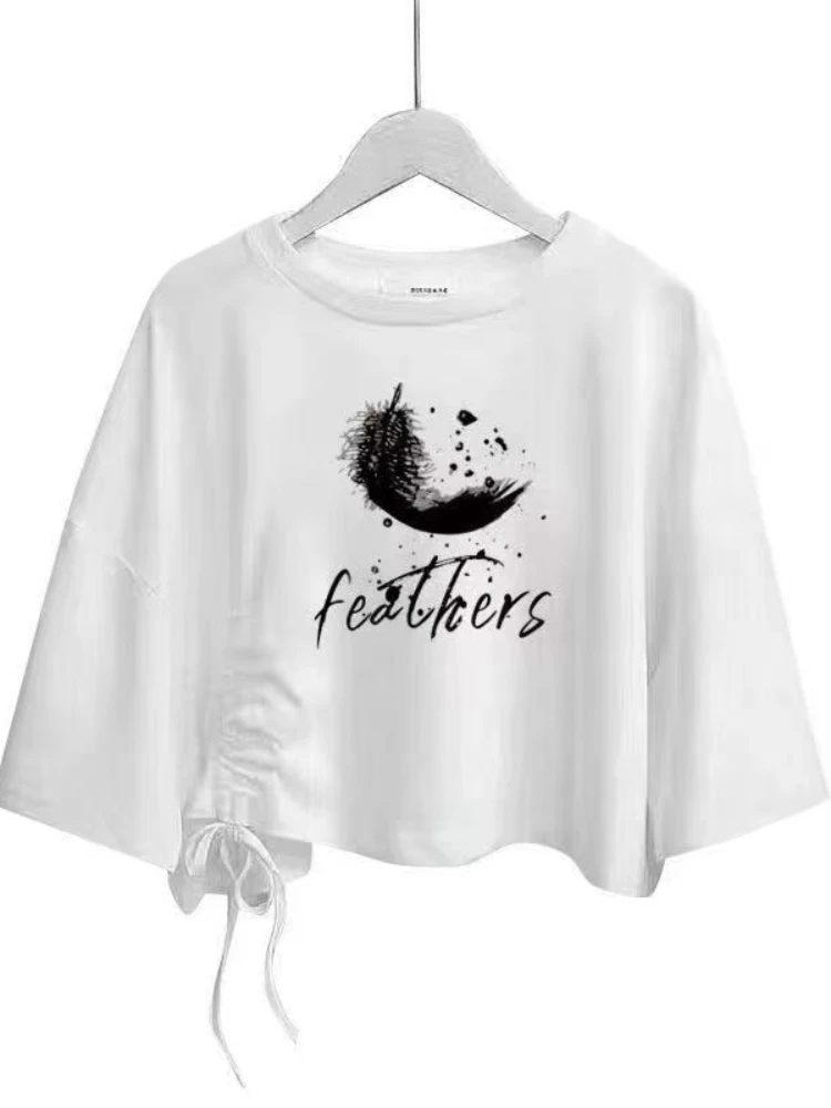 

2024 Summer New Fashion Female Student Japanese and Korean Style Short Printed T-shirt + Casual Black Mini Skirts Two Piece Set