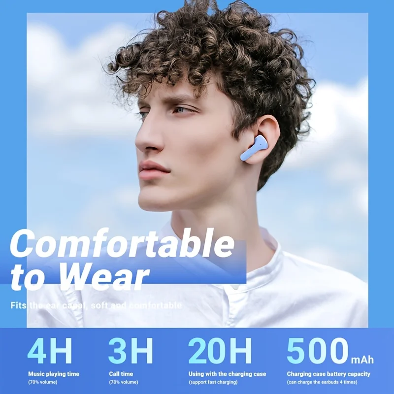 Original Wireless Bluetooth Earphone Transparent HIFI Headphones LED Power Digital Display Stereo Sound Earphones for Xiaomi 3