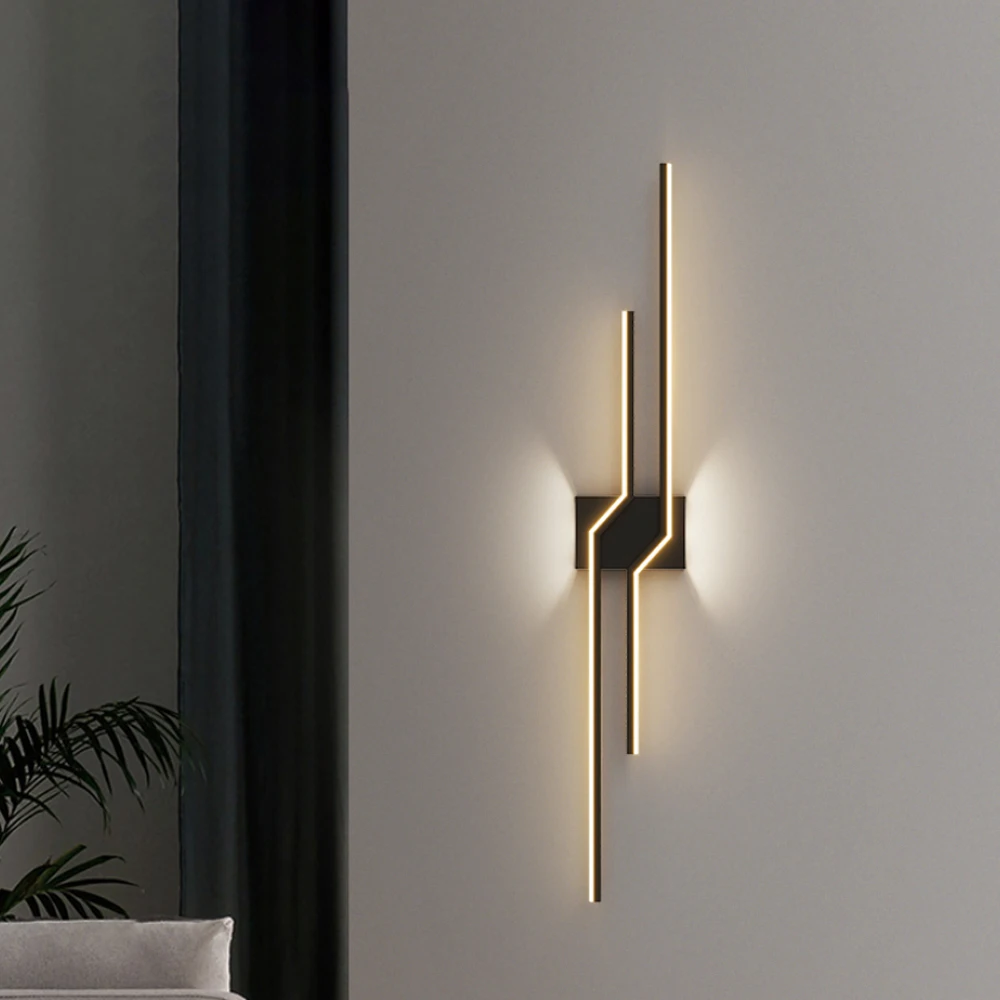 

SGROW Art Long Gold Black White New Modern Minimalist LED Wall Lights Living Dining Room Bedroom Porch Hallway Lamps Indoor Ligh