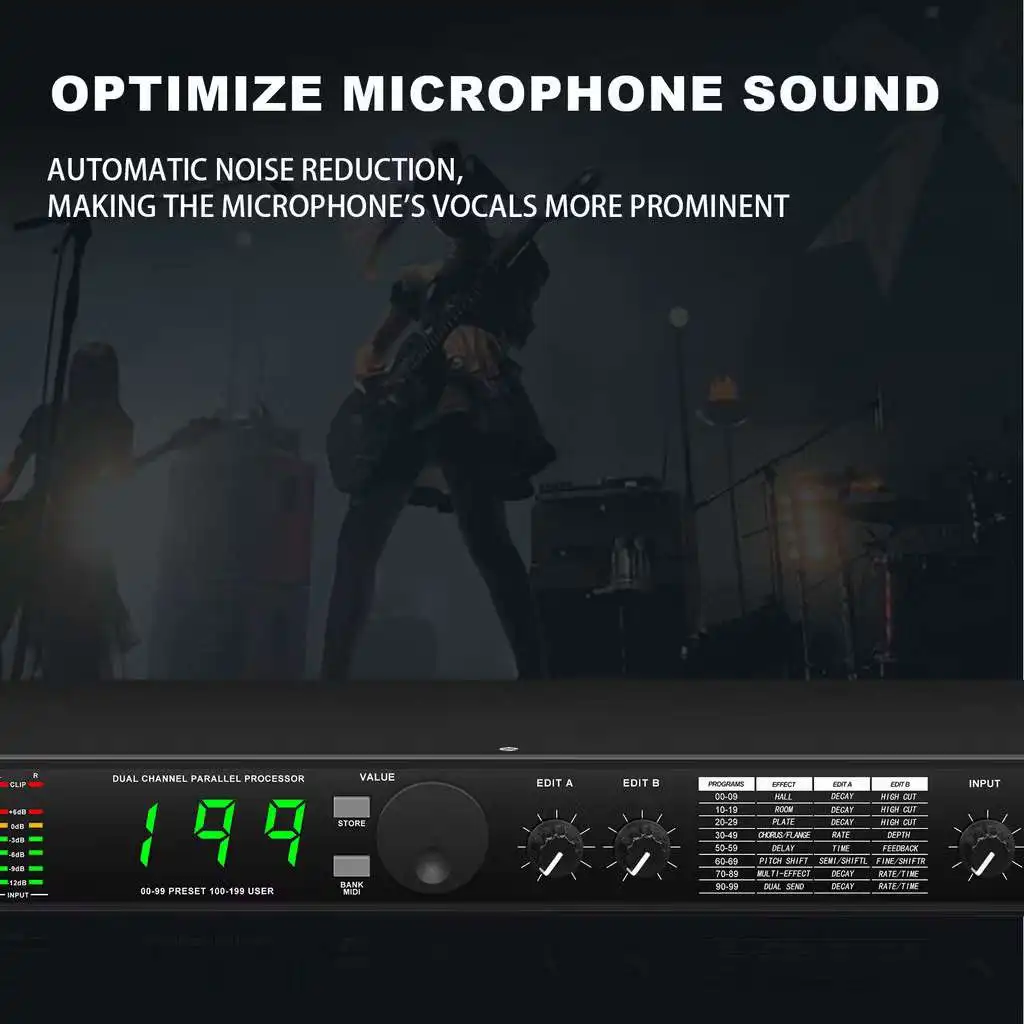 Professional Digital Reverb and Multi Effect DSP Processor Audio processor Equalizer vocal microphone