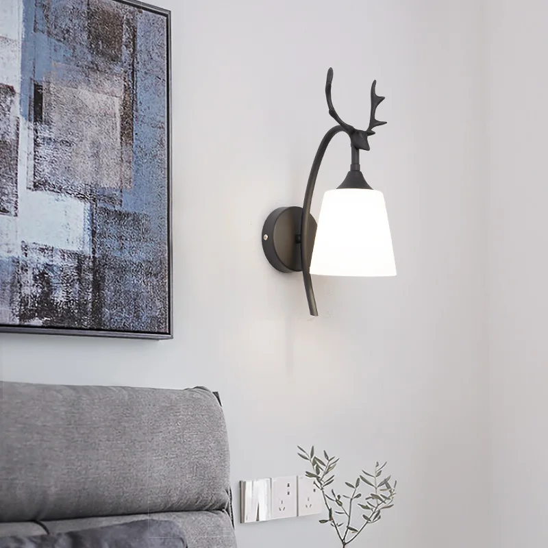 

Nordic Wall Lamp Modern Simple Living Room Decoration Lighting Creative Aisle Balcony Antler Bedroom Bedside Wall Light