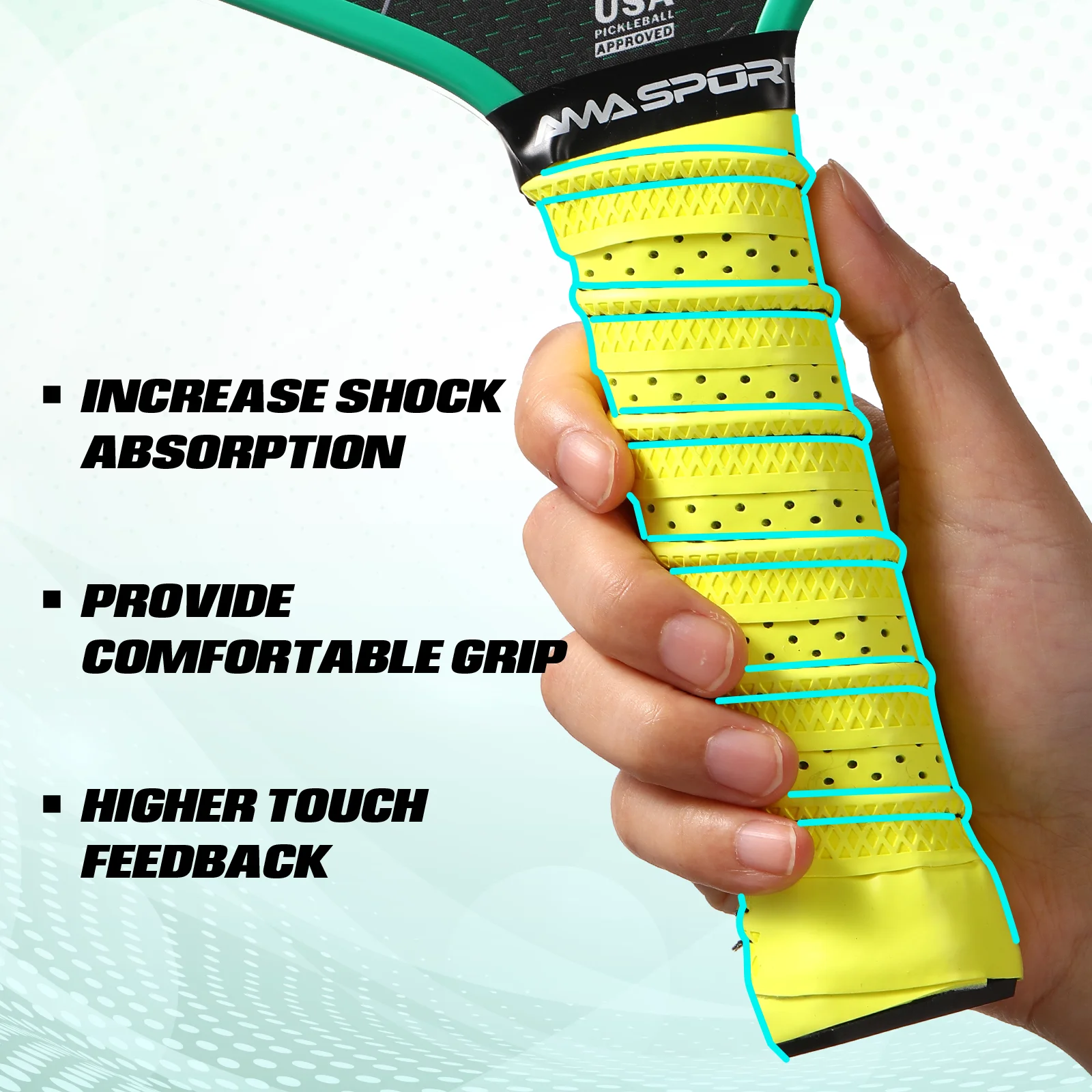 AMA SPORT Professional Pickleball Paddle Grip - Anti-Slip Overgrip, Pack of 2